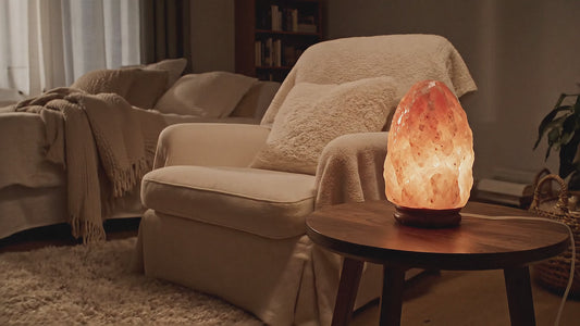 Lámpara de Sal del Himalaya con Base de Madera 100% Natural