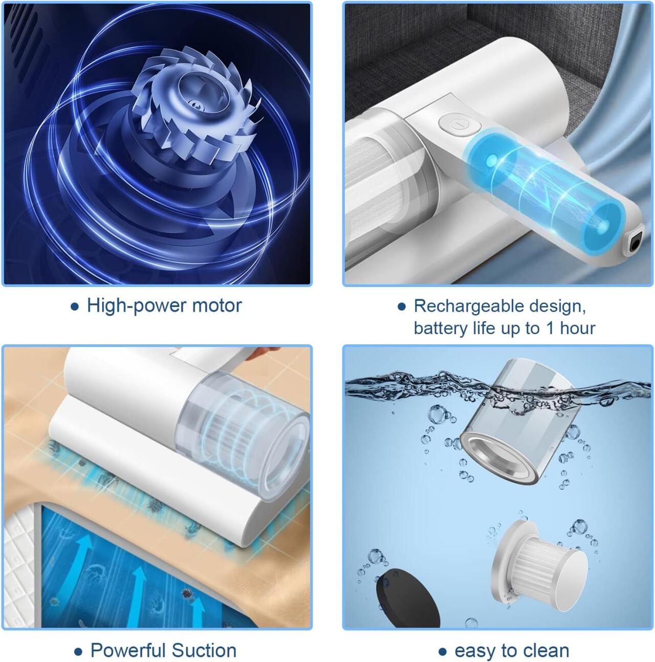 Aspirador TurboClean 2 en 1 – 300W de Potencia, 10.000 Pa de Succióz